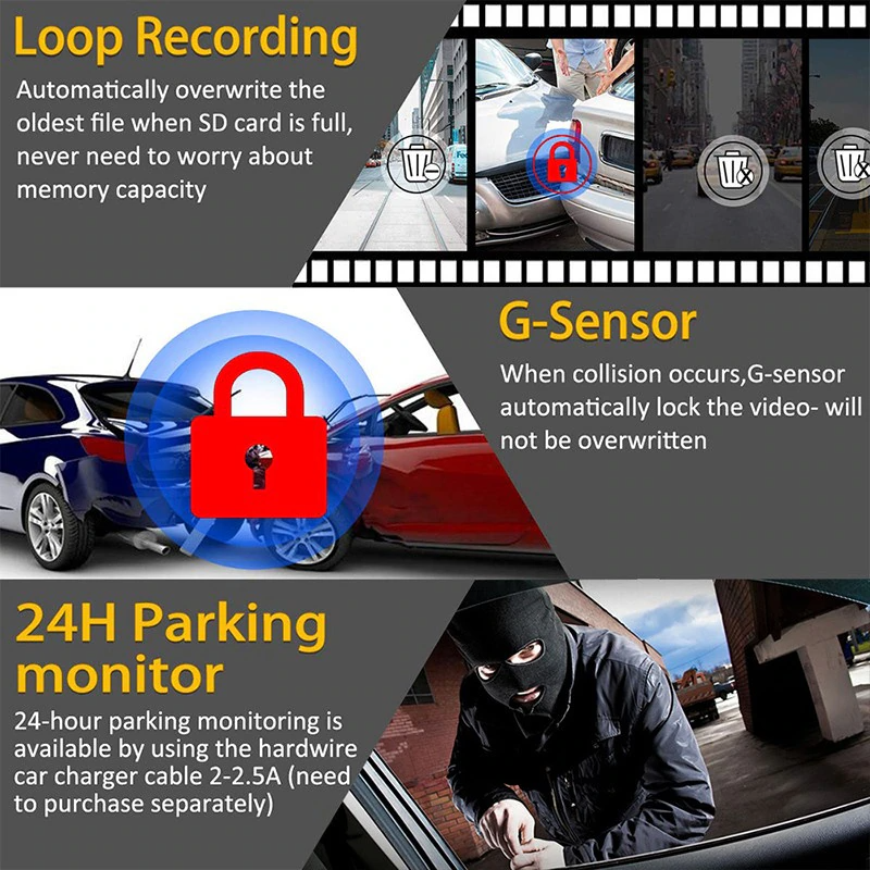 170° Full HD 1080P Wi-Fi Enabled Vehicle DVR with G-Sensor
